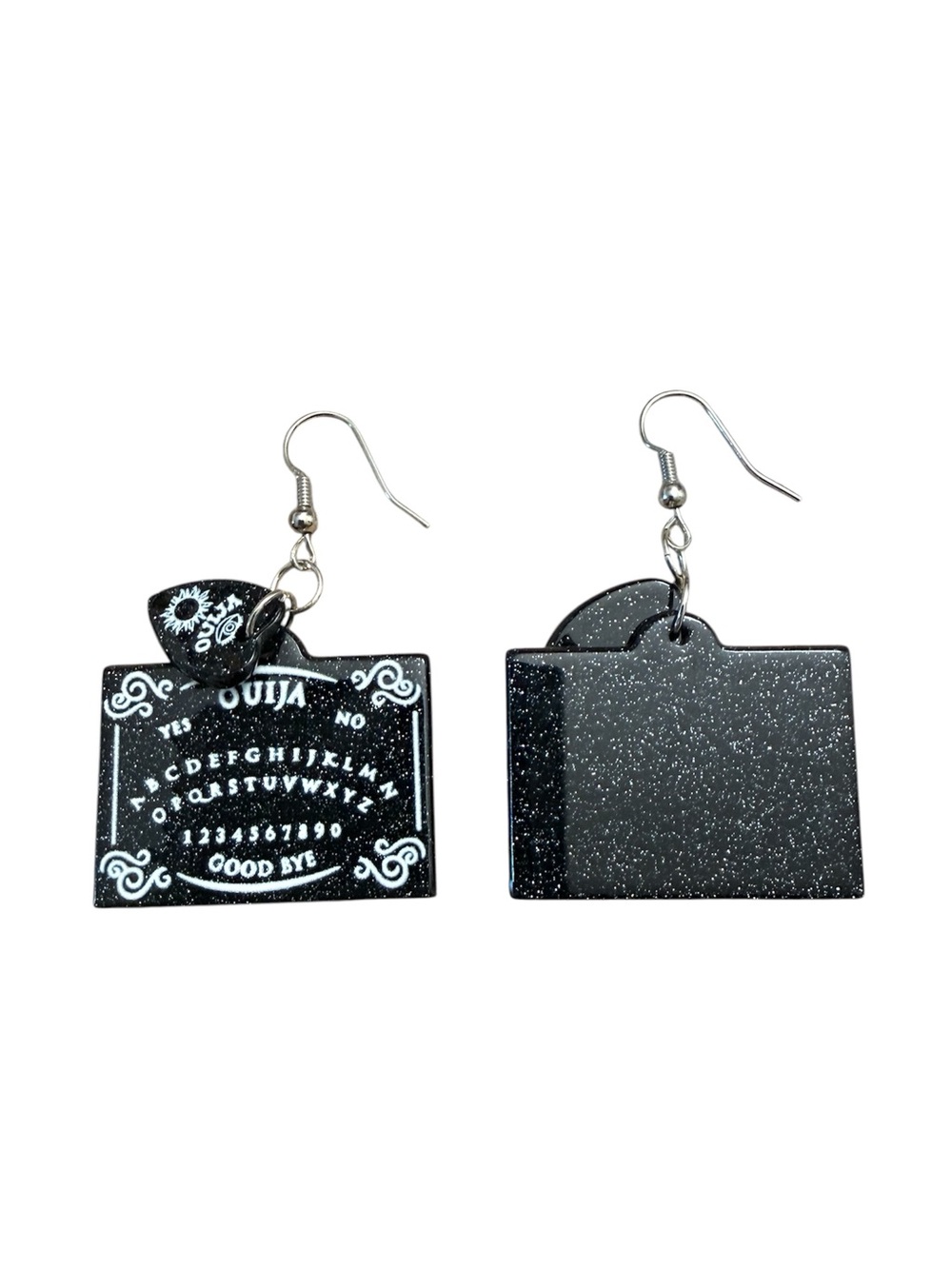 Black Glitter Ouija Board Earrings - Picture 3 of 4